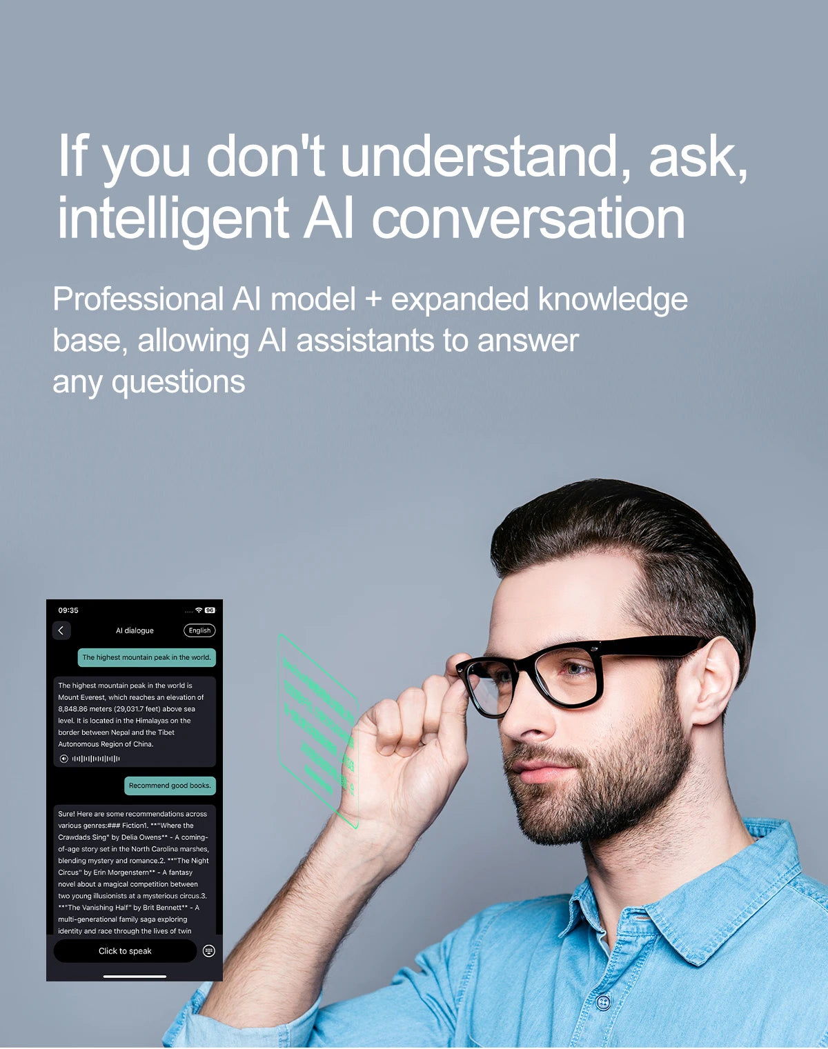 Smart Glasses AI Intelligent Voice Video Real-time Translation Bluetooth