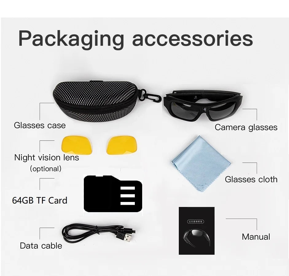 Video Smart Glasses With Eyewear Camcorder For Outdoor Mini Camera