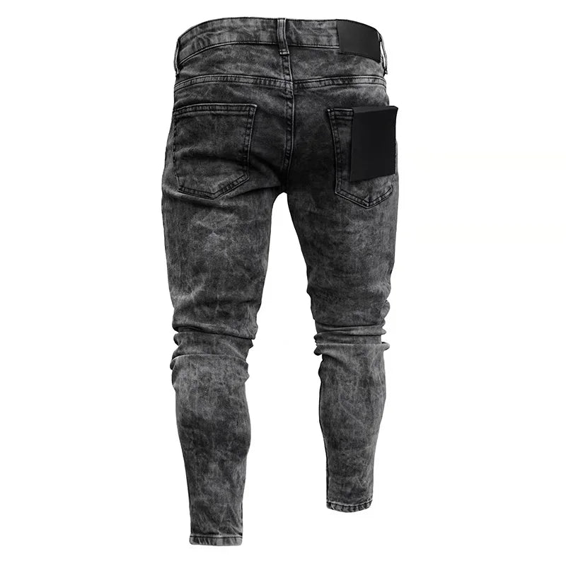 Stylish Skinny Jeans High Quality Holes Casual Cotton Pencil Denim Pants