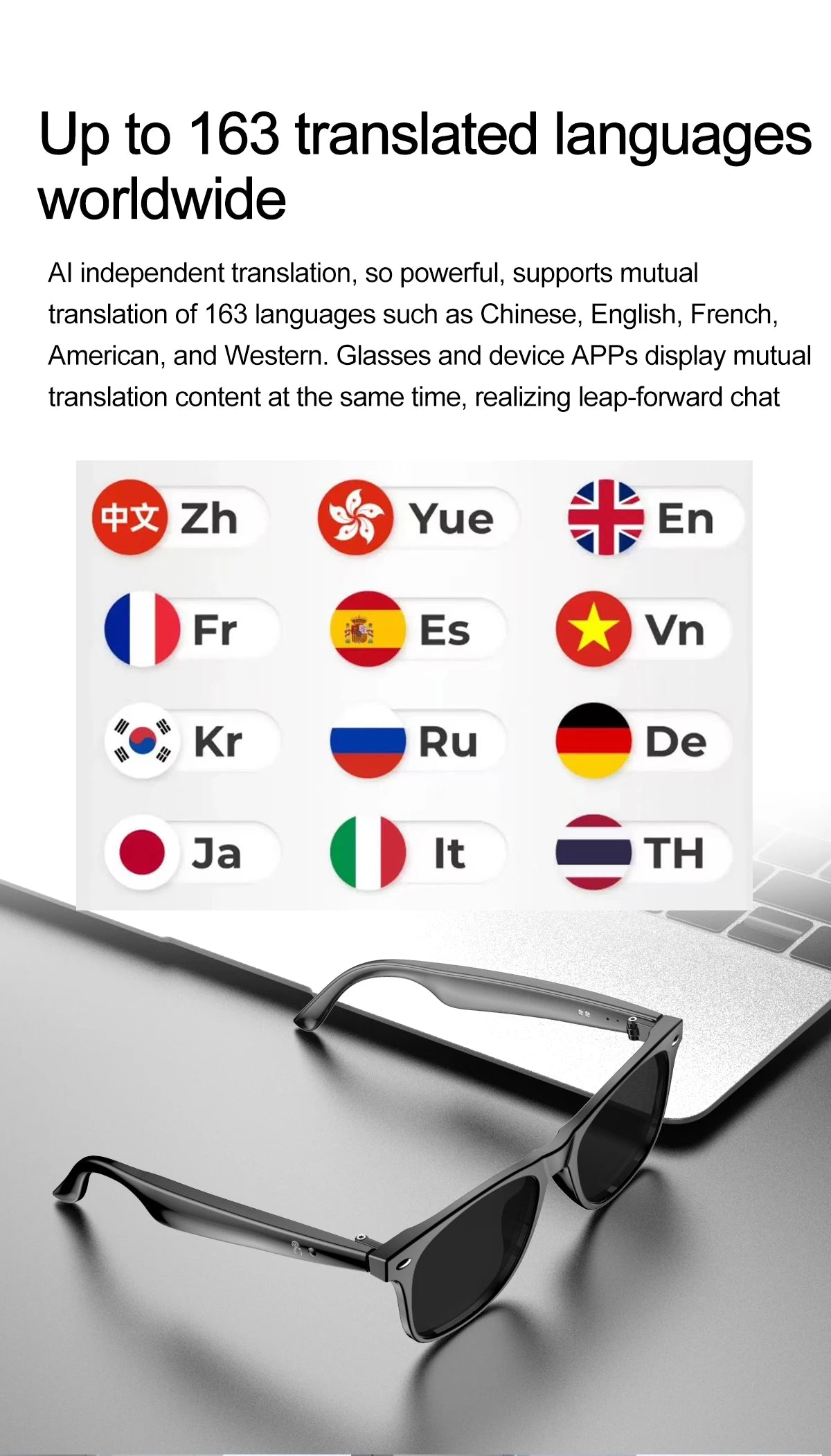 Smart Glasses AI Intelligent Voice Video Real-time Translation Bluetooth