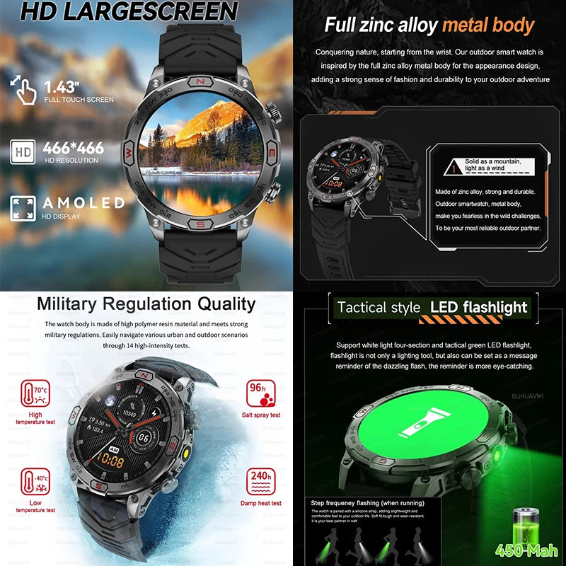 Xiaomi Outdoor Military Flashlight GPS Smart Watch