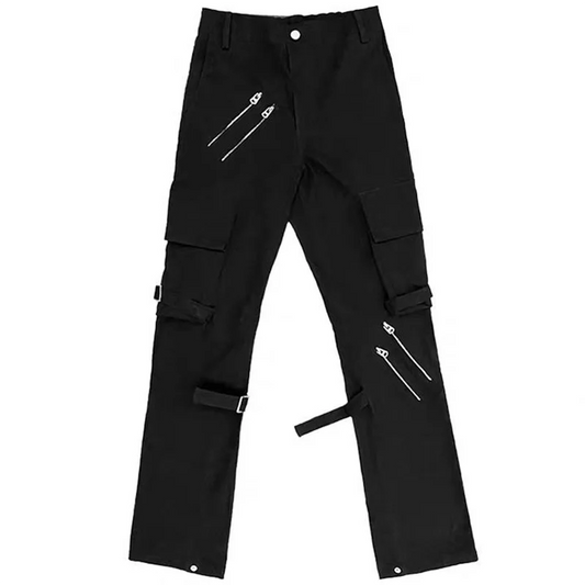 High Street Black Multi Zipper Jeans