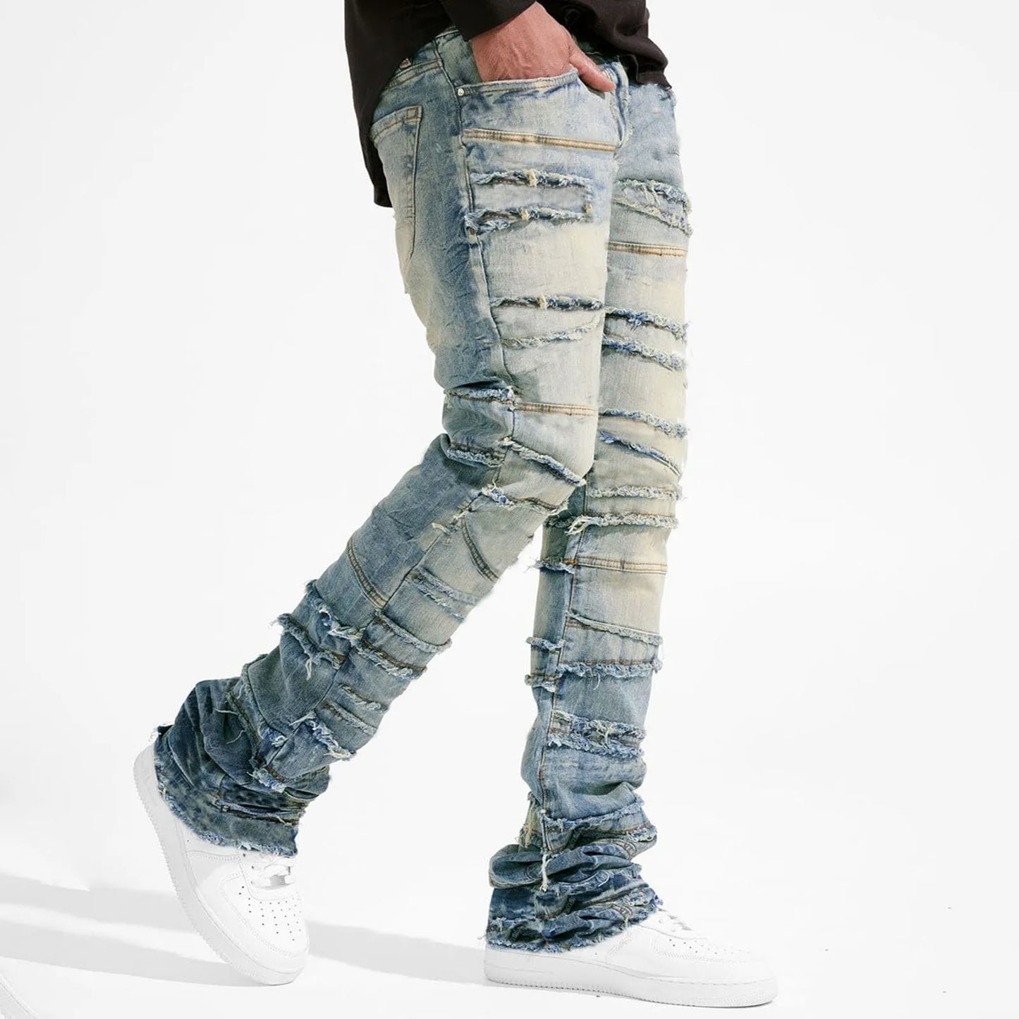 Jeans For Men Stretch Fit Skinny Stacked Ripped