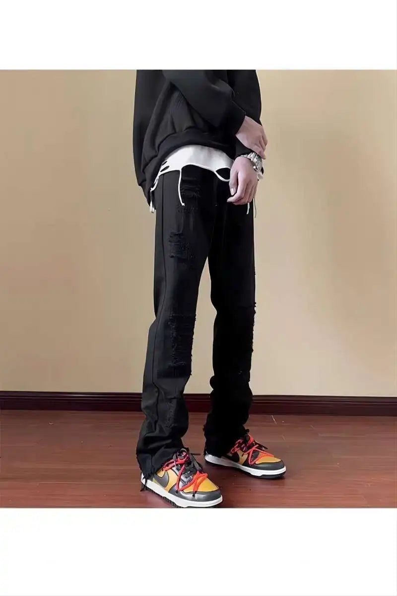 Jeans men's ripped pants American high street trendy