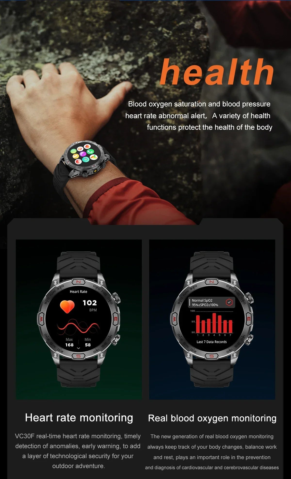 Xiaomi Outdoor Military Flashlight GPS Smart Watch