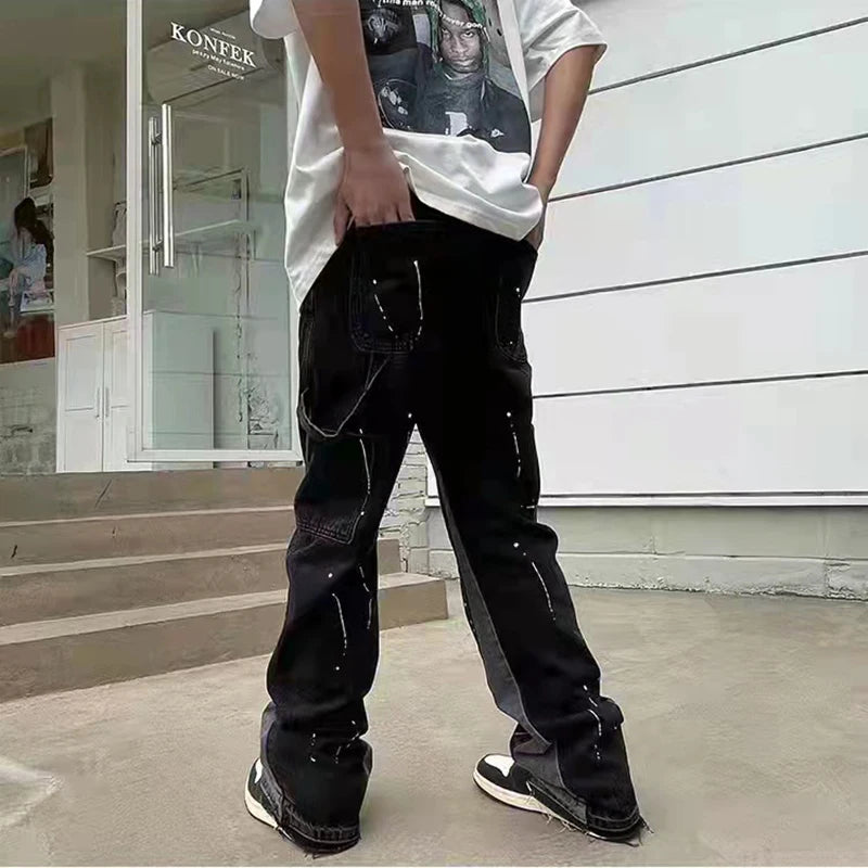 Vintage Streetwear Flared Jeans Pants