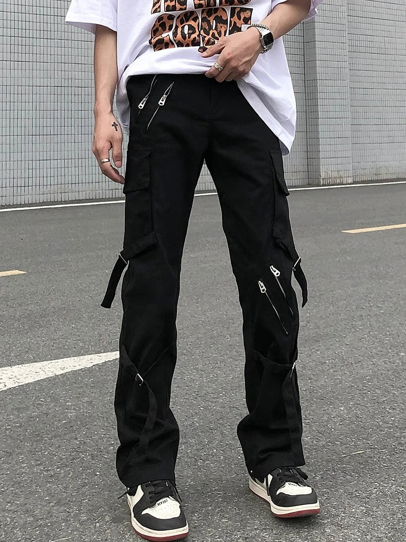 High Street Black Multi Zipper Jeans