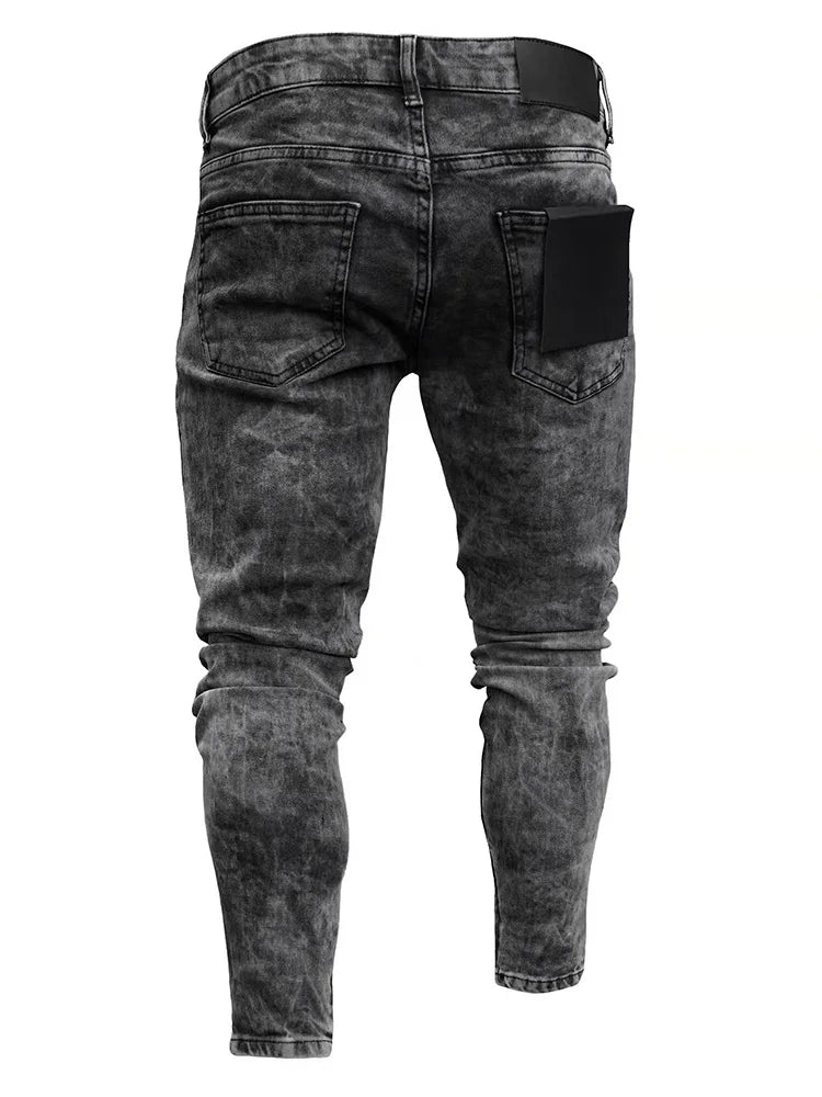 Stylish Skinny Jeans High Quality Holes Casual Cotton Pencil Denim Pants