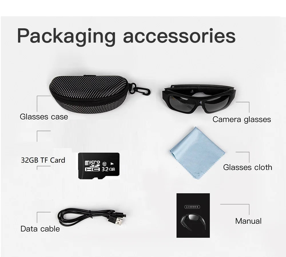 Video Smart Glasses With Eyewear Camcorder For Outdoor Mini Camera