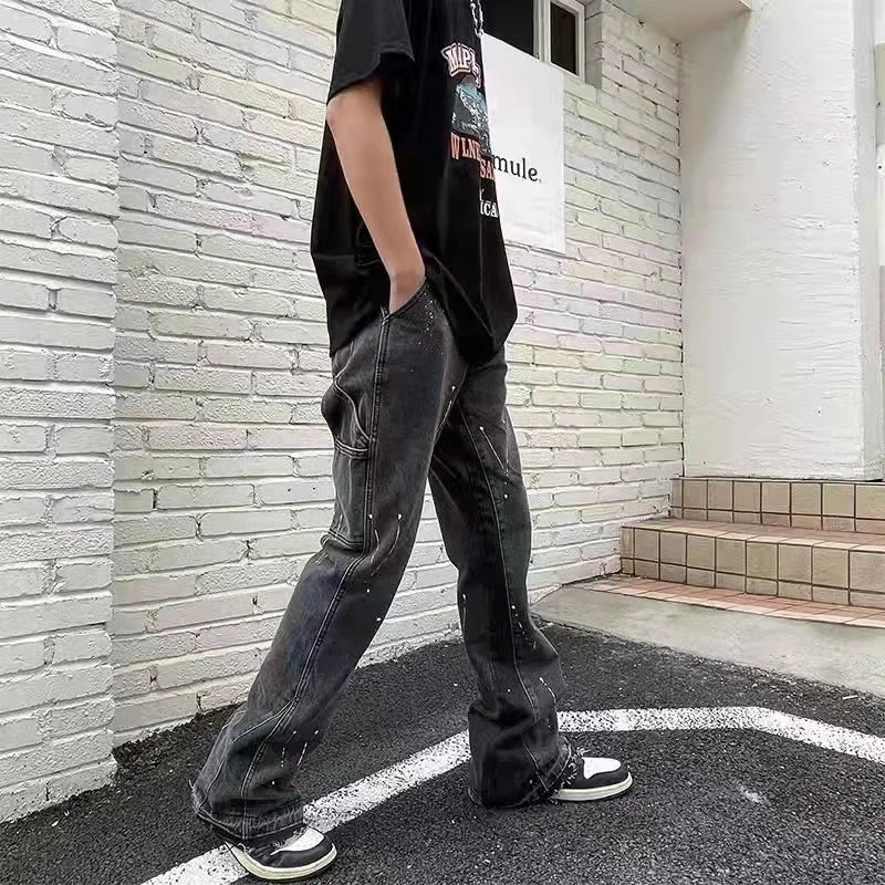Vintage Streetwear Flared Jeans Pants