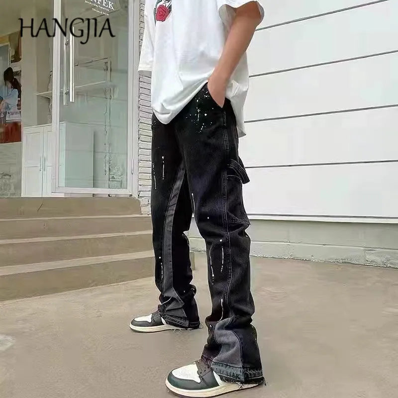 Vintage Streetwear Flared Jeans Pants