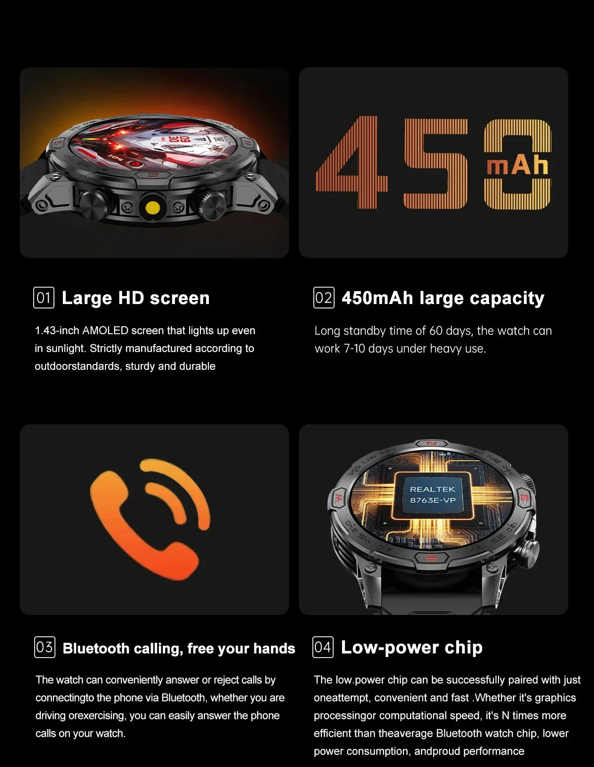 Xiaomi Outdoor Military Flashlight GPS Smart Watch