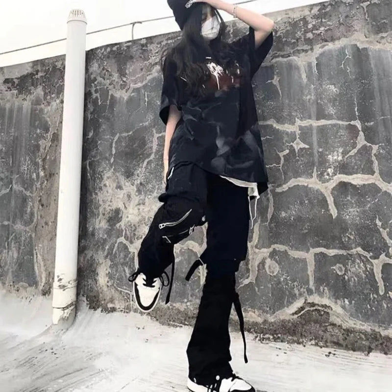 High Street Black Multi Zipper Jeans