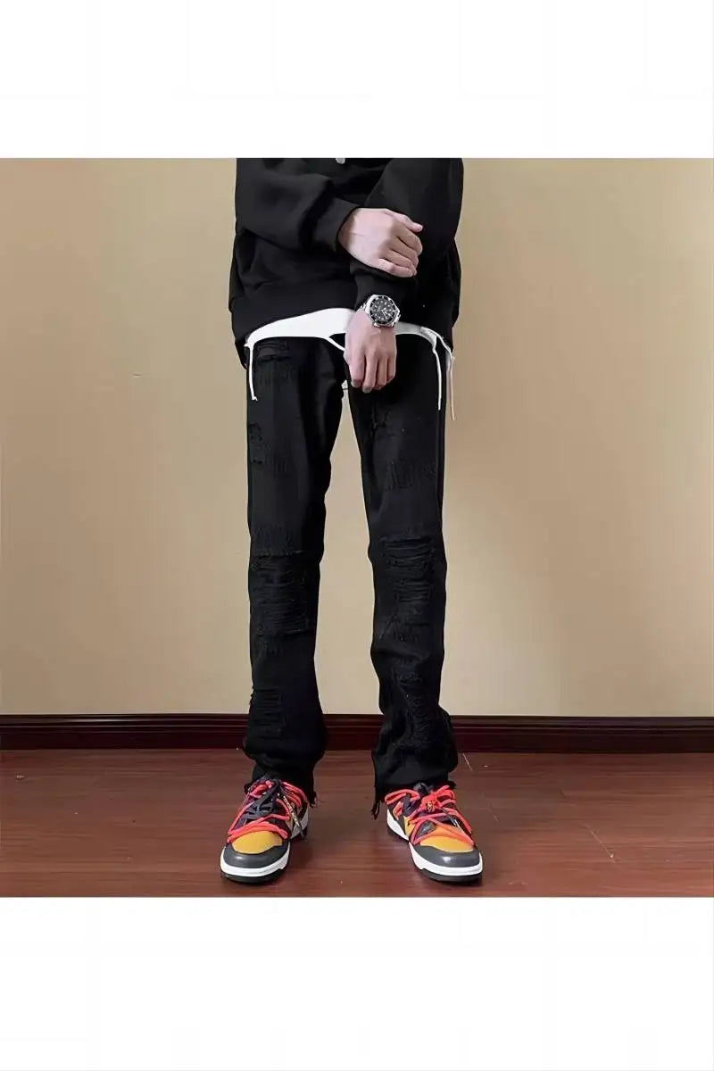 Jeans men's ripped pants American high street trendy