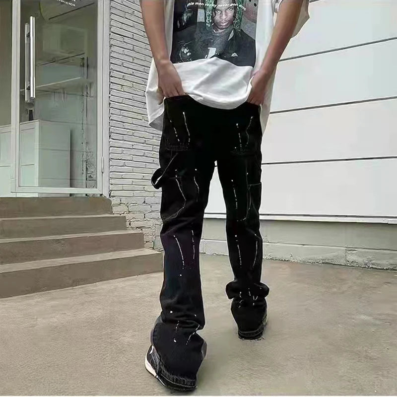 Vintage Streetwear Flared Jeans Pants