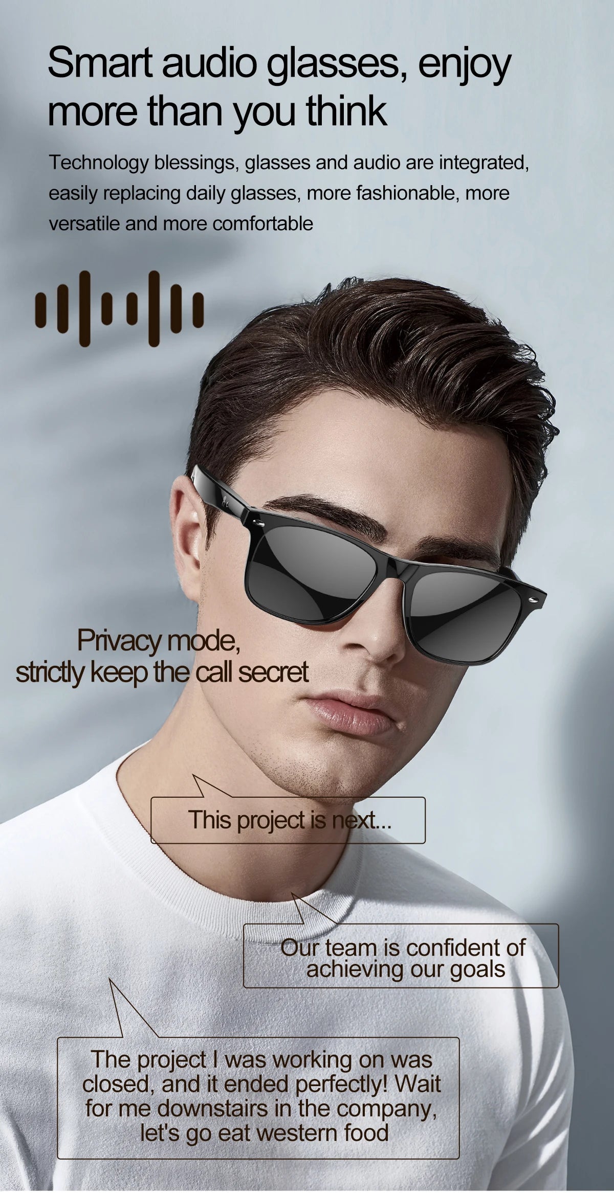 Smart Glasses AI Intelligent Voice Video Real-time Translation Bluetooth