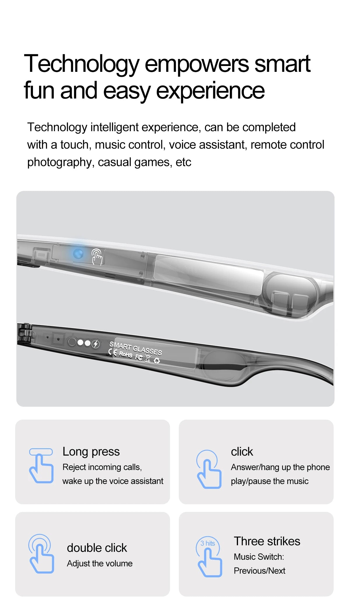 Smart Glasses AI Intelligent Voice Video Real-time Translation Bluetooth