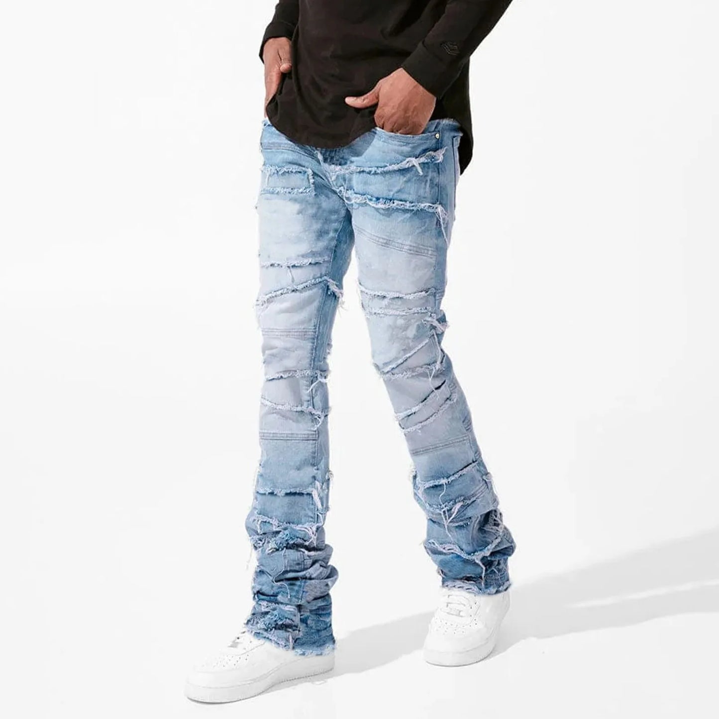 Jeans For Men Stretch Fit Skinny Stacked Ripped