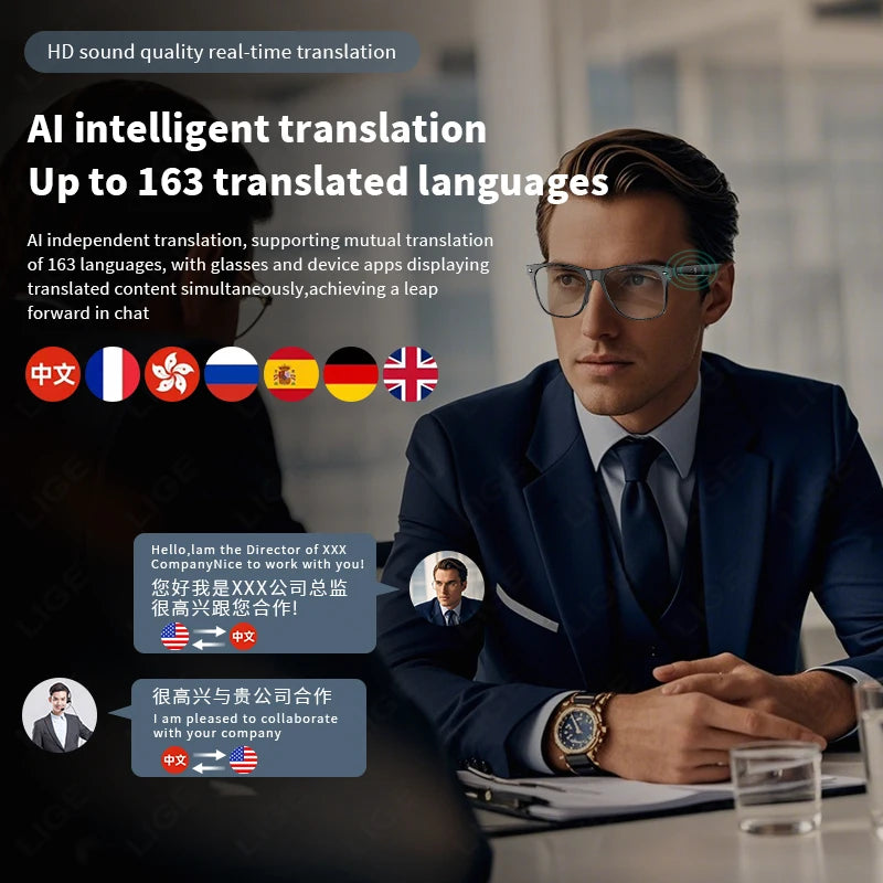 Smart Glasses AI Intelligent Voice Video Real-time Translation Bluetooth